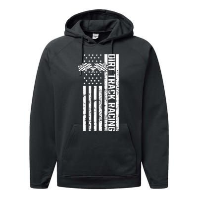 Dirt Track Racing Usa Flag American Motocross Stock Car Race Performance Fleece Hoodie