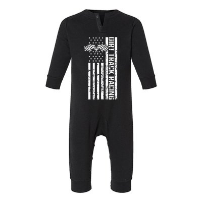 Dirt Track Racing Usa Flag American Motocross Stock Car Race Infant Fleece One Piece