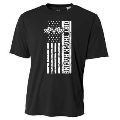 Dirt Track Racing Usa Flag American Motocross Stock Car Race Cooling Performance Crew T-Shirt