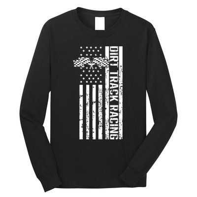 Dirt Track Racing Usa Flag American Motocross Stock Car Race Long Sleeve Shirt