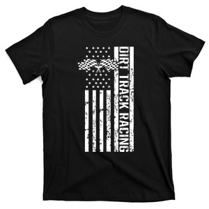 Dirt Track Racing Usa Flag American Motocross Stock Car Race T-Shirt