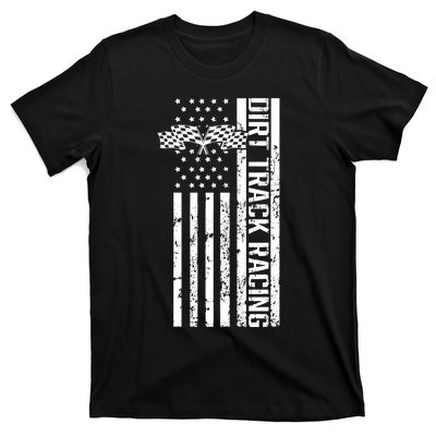 Dirt Track Racing Usa Flag American Motocross Stock Car Race T-Shirt