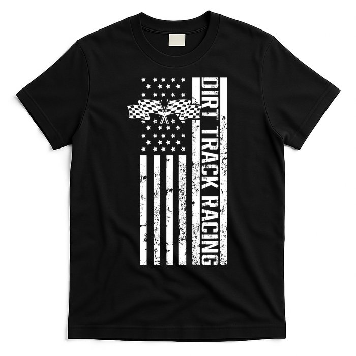 Dirt Track Racing Usa Flag American Motocross Stock Car Race T-Shirt