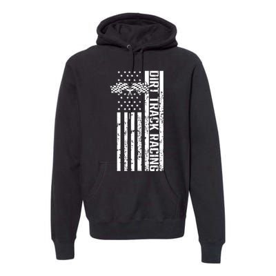 Dirt Track Racing Usa Flag American Motocross Stock Car Race Premium Hoodie