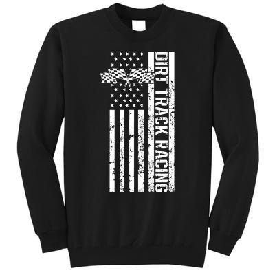 Dirt Track Racing Usa Flag American Motocross Stock Car Race Tall Sweatshirt