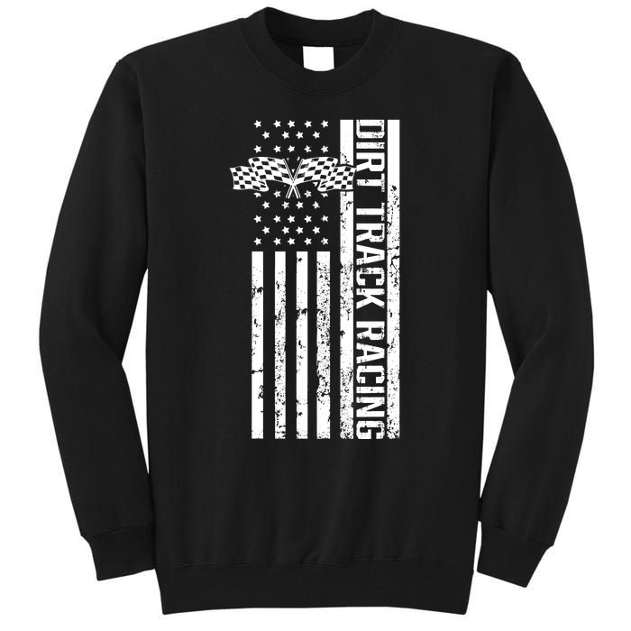 Dirt Track Racing Usa Flag American Motocross Stock Car Race Tall Sweatshirt