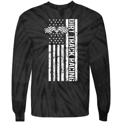 Dirt Track Racing Usa Flag American Motocross Stock Car Race Tie-Dye Long Sleeve Shirt