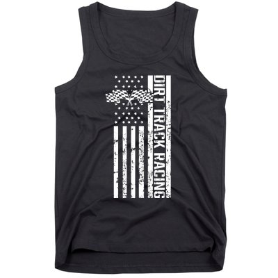 Dirt Track Racing Usa Flag American Motocross Stock Car Race Tank Top