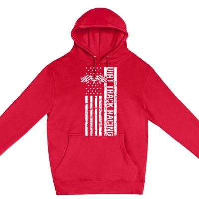 Dirt Track Racing Usa Flag American Motocross Stock Car Race Premium Pullover Hoodie