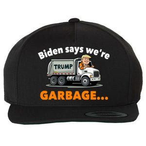 Donald Trump Rides A Garbage Truck Wool Snapback Cap