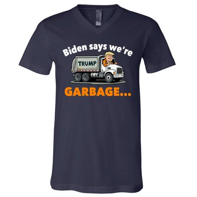 Donald Trump Rides A Garbage Truck V-Neck T-Shirt