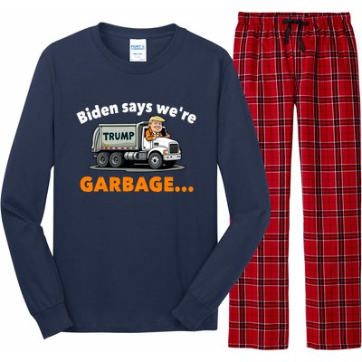 Donald Trump Rides A Garbage Truck Long Sleeve Pajama Set