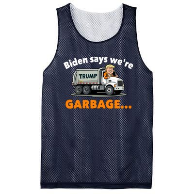 Donald Trump Rides A Garbage Truck Mesh Reversible Basketball Jersey Tank