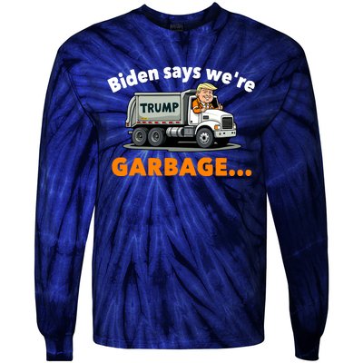 Donald Trump Rides A Garbage Truck Tie-Dye Long Sleeve Shirt