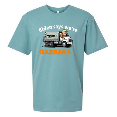 Donald Trump Rides A Garbage Truck Sueded Cloud Jersey T-Shirt