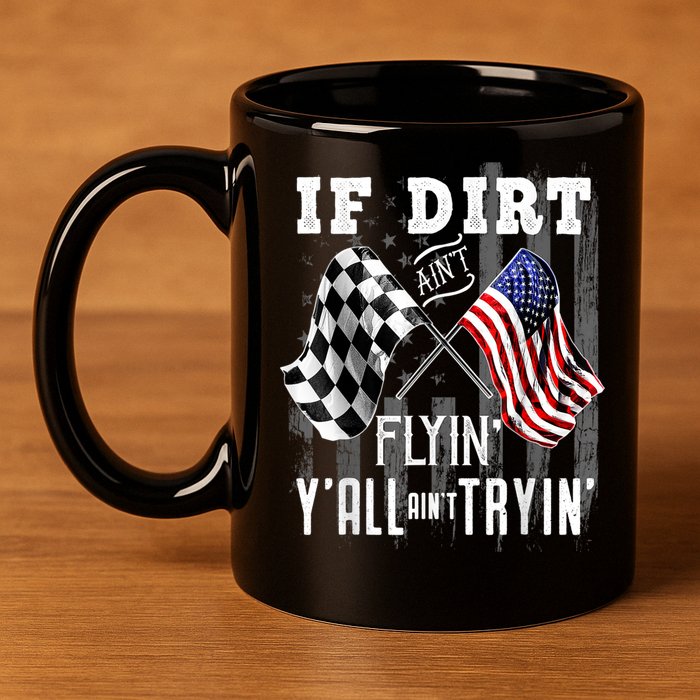 Dirt Track Racing Motocross Stock Car Racing Funny Gift 11oz C Handle Ceramic Mug