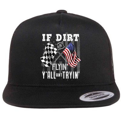 Dirt Track Racing Motocross Stock Car Racing Funny Gift Flat Bill Trucker Hat