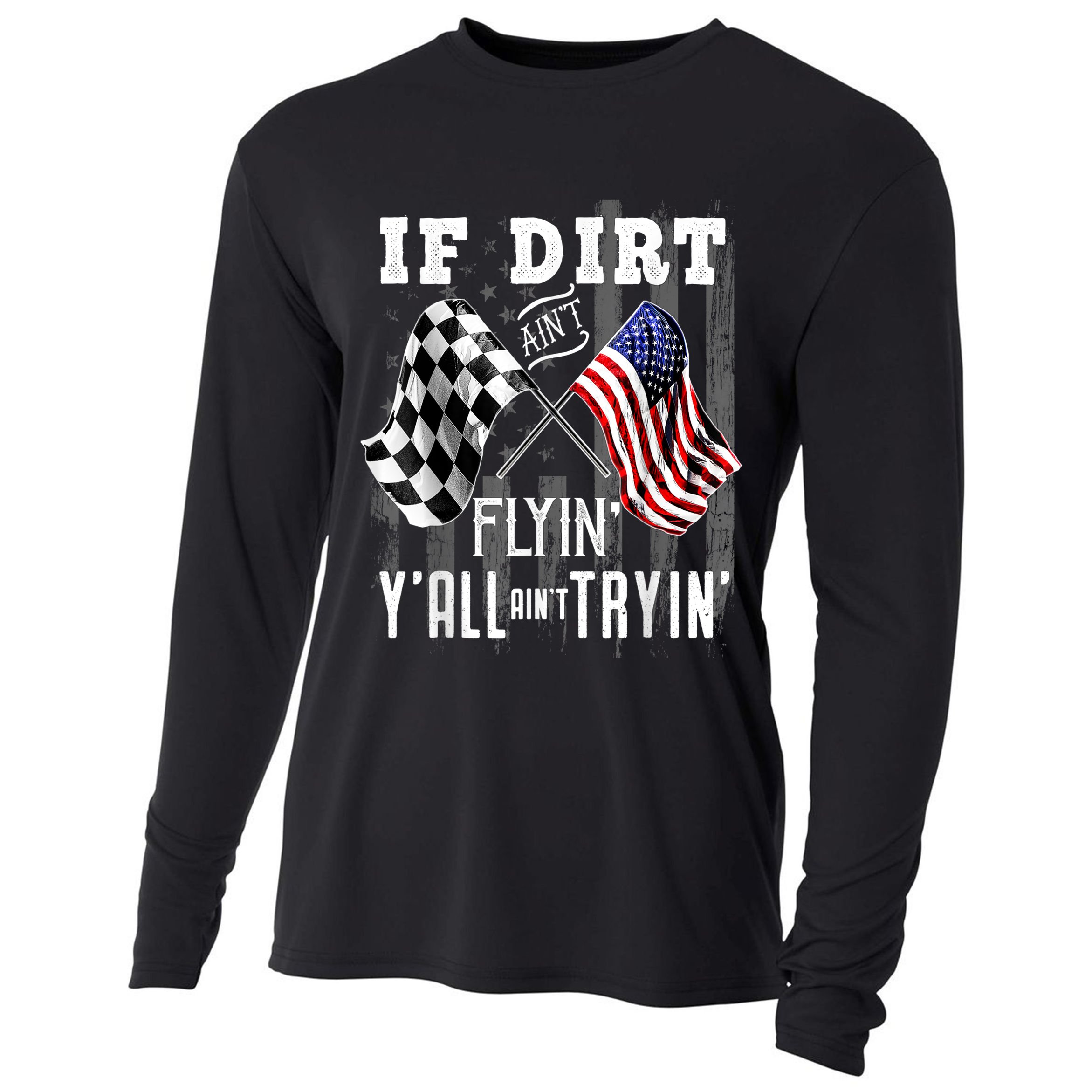 Dirt Track Racing Motocross Stock Car Racing Funny Gift Cooling Performance Long Sleeve Crew