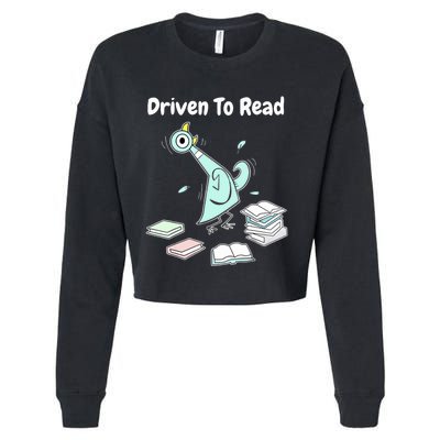 Driven To Read Pigeon Library Reading Books Reader Funny Cropped Pullover Crew