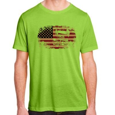 Dirt Track Racing Sprint Car Vintage Usa American Flag Gift Adult ChromaSoft Performance T-Shirt