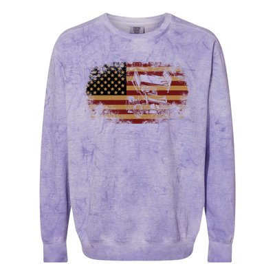 Dirt Track Racing Sprint Car Vintage Usa American Flag Gift Colorblast Crewneck Sweatshirt