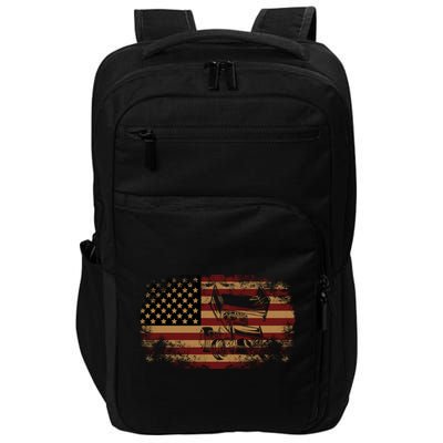 Dirt Track Racing Sprint Car Vintage Usa American Flag Gift Impact Tech Backpack