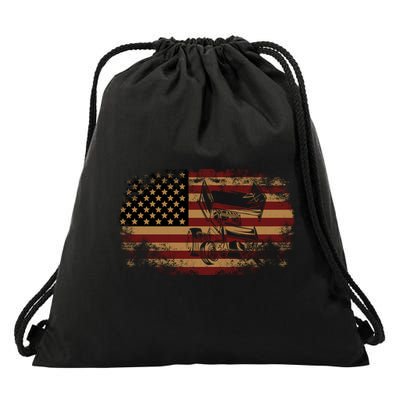 Dirt Track Racing Sprint Car Vintage Usa American Flag Gift Drawstring Bag