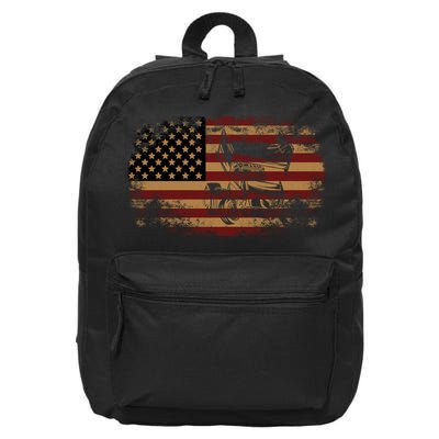 Dirt Track Racing Sprint Car Vintage Usa American Flag Gift 16 in Basic Backpack