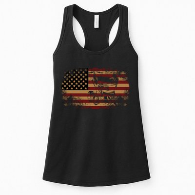 Dirt Track Racing Sprint Car Vintage Usa American Flag Gift Womens Tank Top