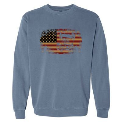 Dirt Track Racing Sprint Car Vintage Usa American Flag Gift Garment-Dyed Sweatshirt