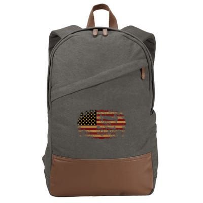 Dirt Track Racing Sprint Car Vintage Usa American Flag Gift Cotton Canvas Backpack
