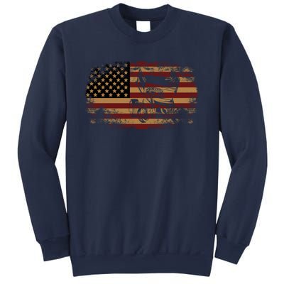 Dirt Track Racing Sprint Car Vintage Usa American Flag Gift Sweatshirt