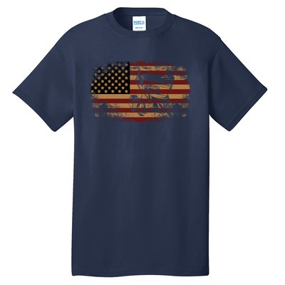 Dirt Track Racing Sprint Car Vintage Usa American Flag Gift Tall T-Shirt