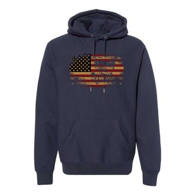 Dirt Track Racing Sprint Car Vintage Usa American Flag Gift Premium Hoodie