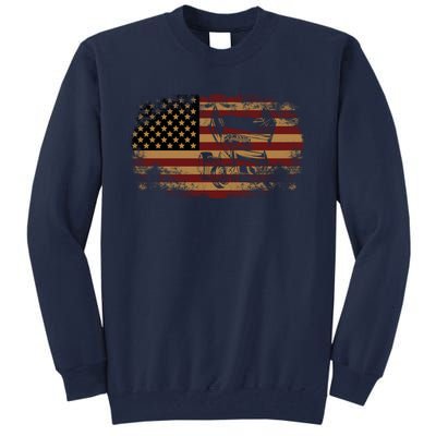 Dirt Track Racing Sprint Car Vintage Usa American Flag Gift Tall Sweatshirt