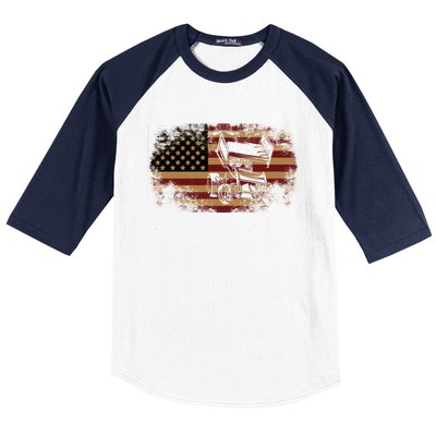 Dirt Track Racing Sprint Car Vintage Usa American Flag Gift Baseball Sleeve Shirt