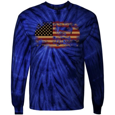 Dirt Track Racing Sprint Car Vintage Usa American Flag Gift Tie-Dye Long Sleeve Shirt