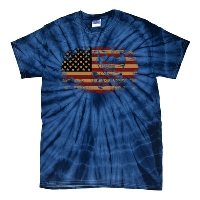 Dirt Track Racing Sprint Car Vintage Usa American Flag Gift Tie-Dye T-Shirt