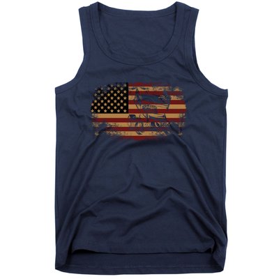 Dirt Track Racing Sprint Car Vintage Usa American Flag Gift Tank Top