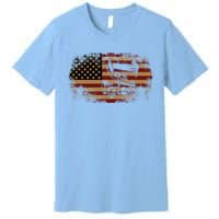 Dirt Track Racing Sprint Car Vintage Usa American Flag Gift Premium T-Shirt