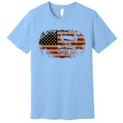 Dirt Track Racing Sprint Car Vintage Usa American Flag Gift Premium T-Shirt