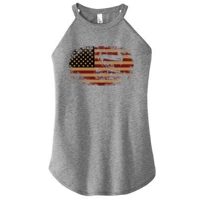 Dirt Track Racing Sprint Car Vintage Usa American Flag Gift Women’s Perfect Tri Rocker Tank