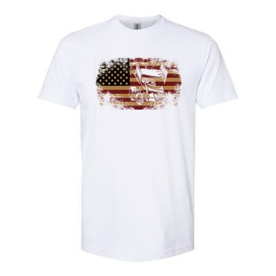 Dirt Track Racing Sprint Car Vintage Usa American Flag Gift Softstyle CVC T-Shirt