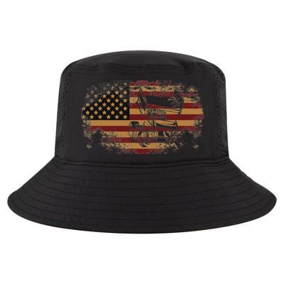 Dirt Track Racing Sprint Car Vintage Usa American Flag Cool Comfort Performance Bucket Hat
