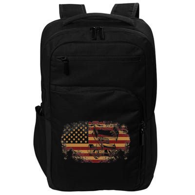 Dirt Track Racing Sprint Car Vintage Usa American Flag Impact Tech Backpack