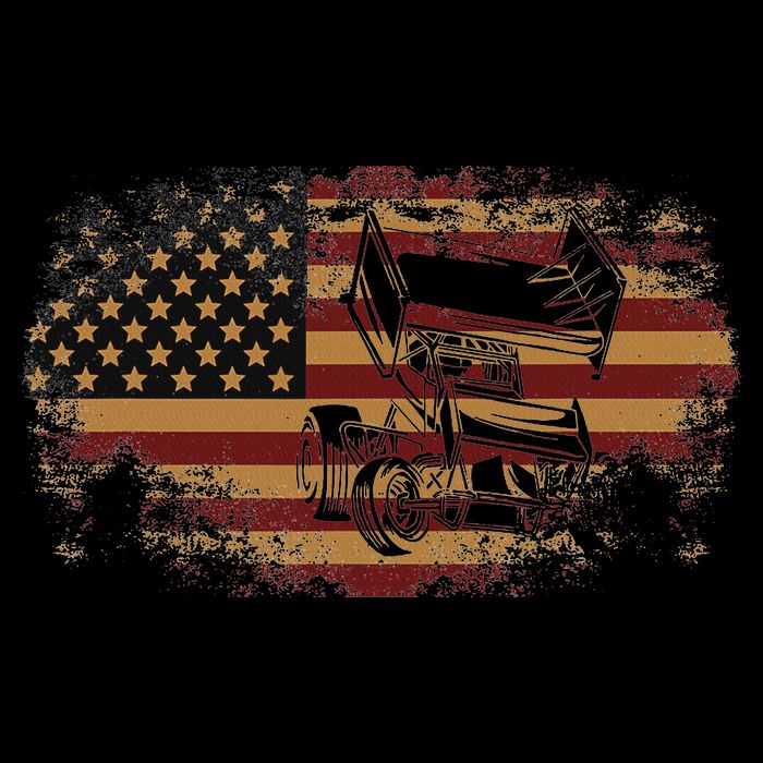 Dirt Track Racing Sprint Car Vintage Usa American Flag Button