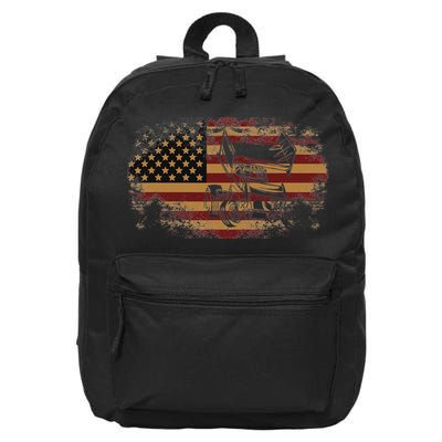Dirt Track Racing Sprint Car Vintage Usa American Flag 16 in Basic Backpack