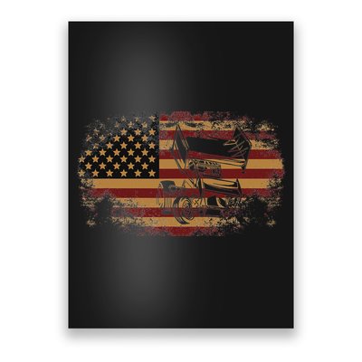 Dirt Track Racing Sprint Car Vintage Usa American Flag Poster