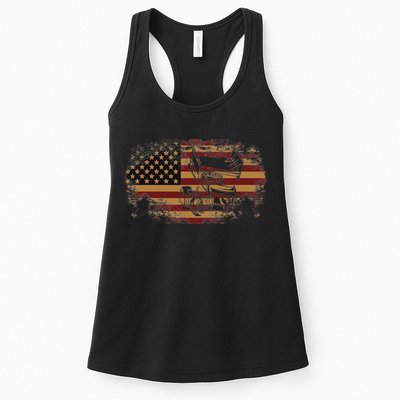 Dirt Track Racing Sprint Car Vintage Usa American Flag Womens Tank Top
