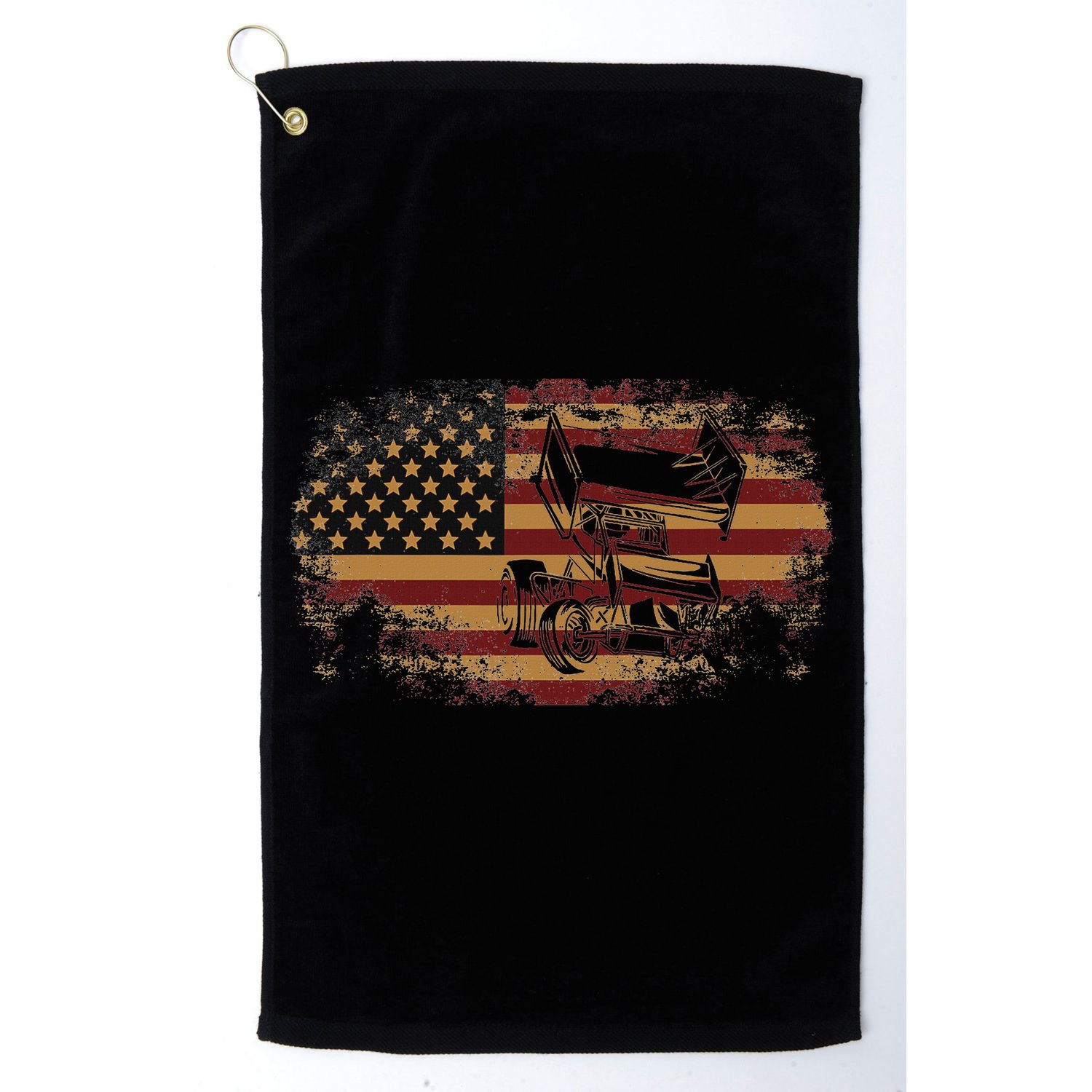 Dirt Track Racing Sprint Car Vintage Usa American Flag Golf Towel